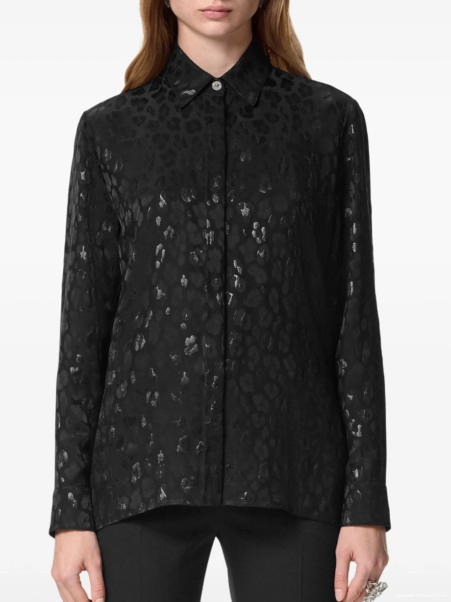 Cheap shirt Versace leopard-jacquard Women satin 0728